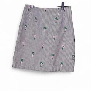 Size 4 blue striped‎ mini skirt with palm tree print